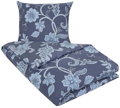 Blomstret sengetøj - 140x200 cm - Diana blåt sengesæt - Nordstrand Home - Sengebetræk i 100% bomuld 